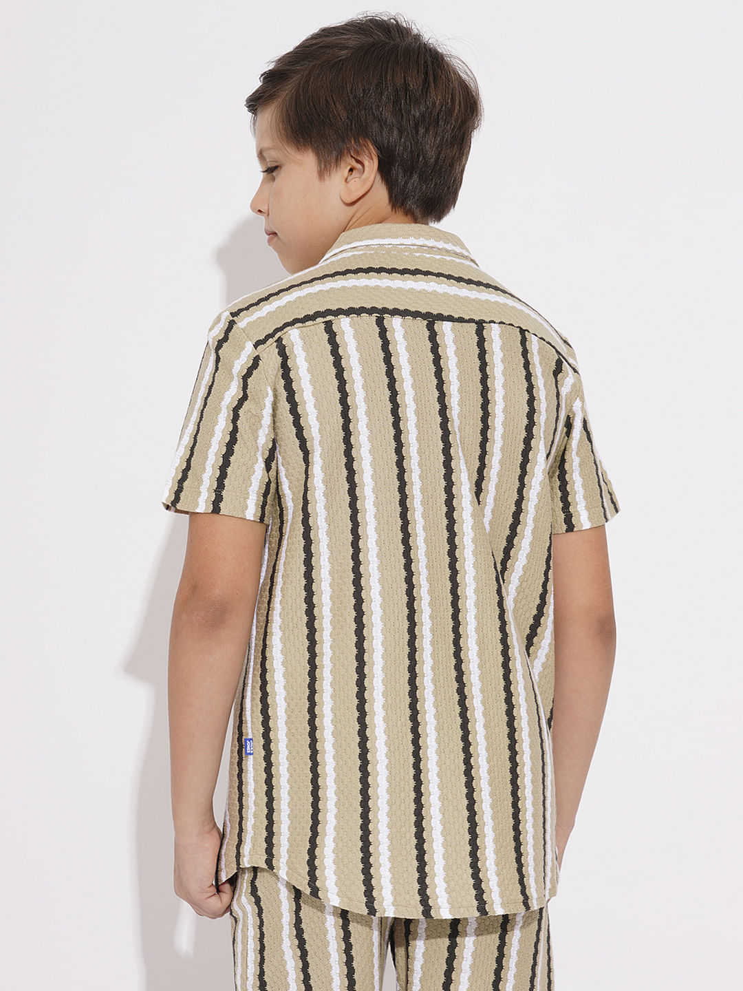 BOYS Beige Striped Co-ord Set Shirt