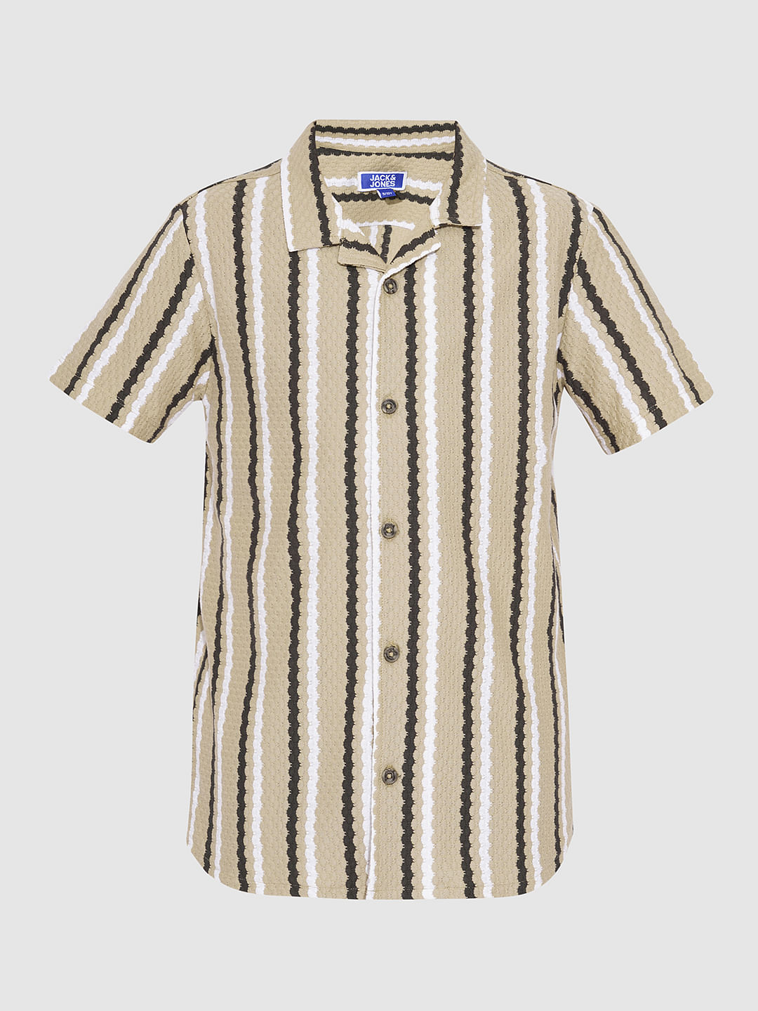 BOYS Beige Striped Co-ord Set Shirt