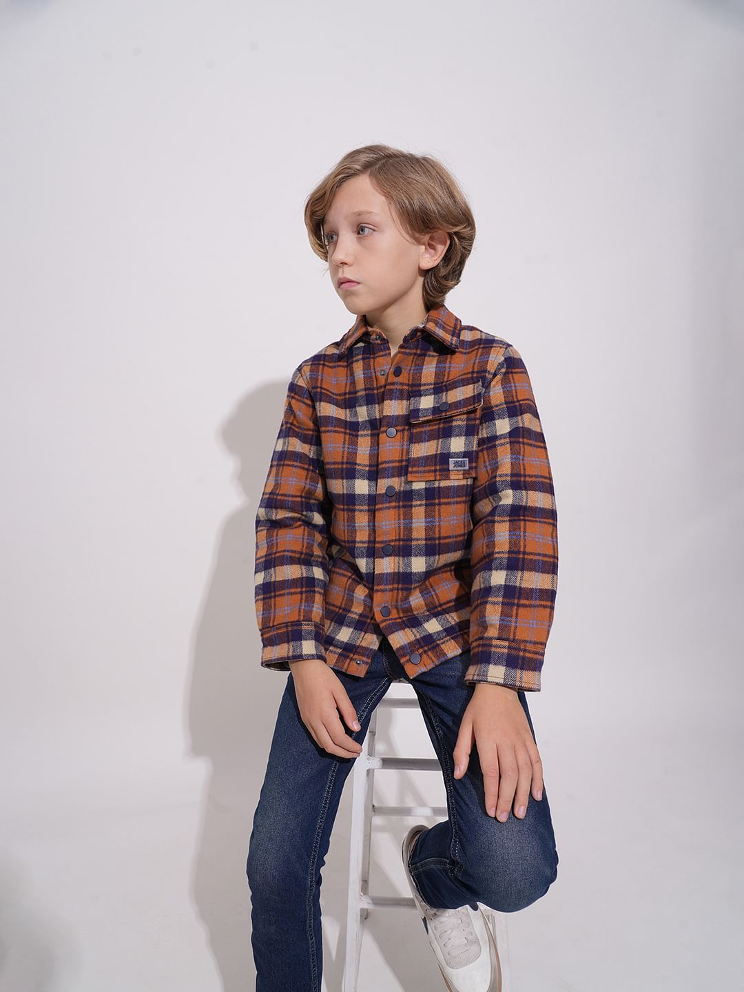 Boys Orange Lumberjack Jacket - 4/5Y