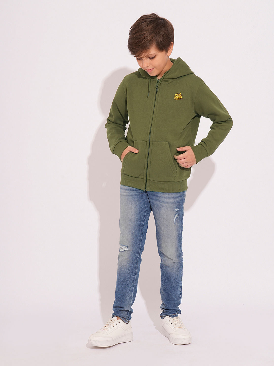 Boys Green Hooded Sweatshirt