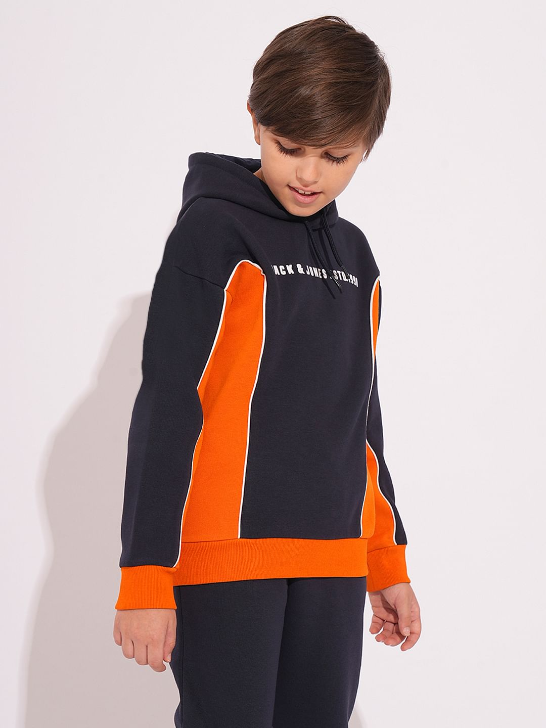 Boys Navy Blue Colourblocked Sweatshirt