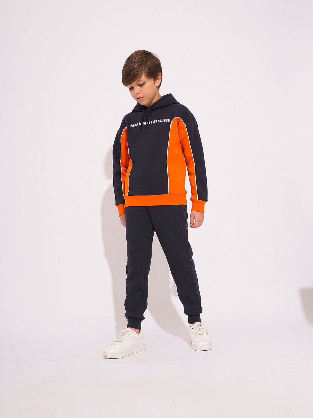 Boys Navy Blue Colourblocked Sweatshirt