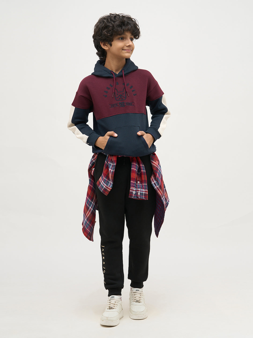 Boys Maroon Colourblocked Sweatshirt