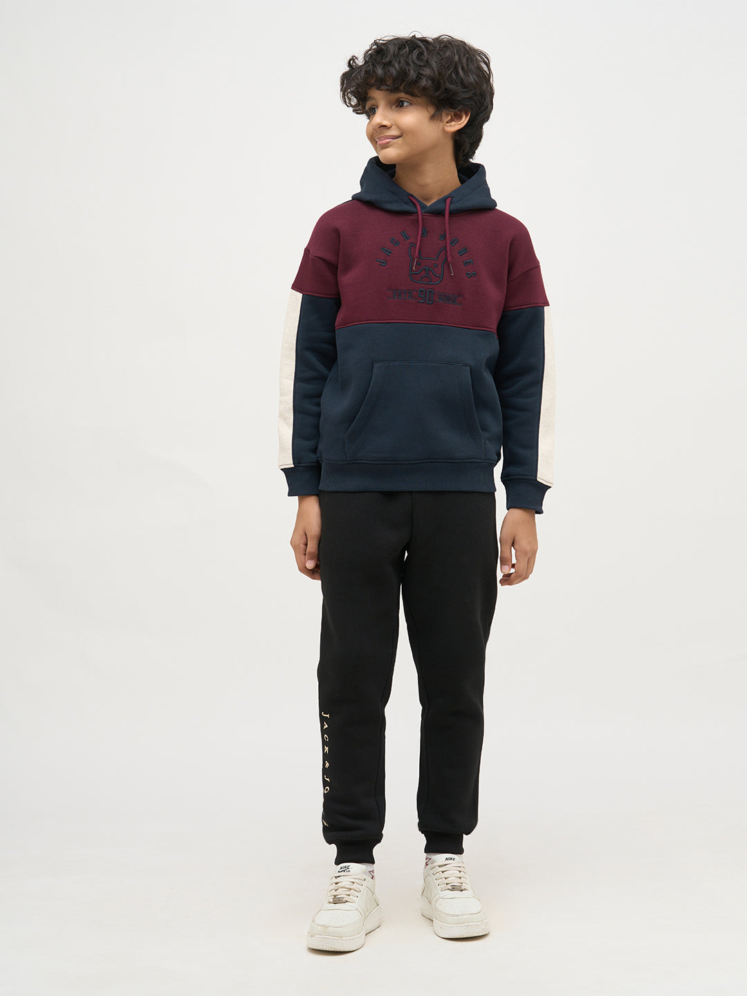 Boys Maroon Colourblocked Sweatshirt