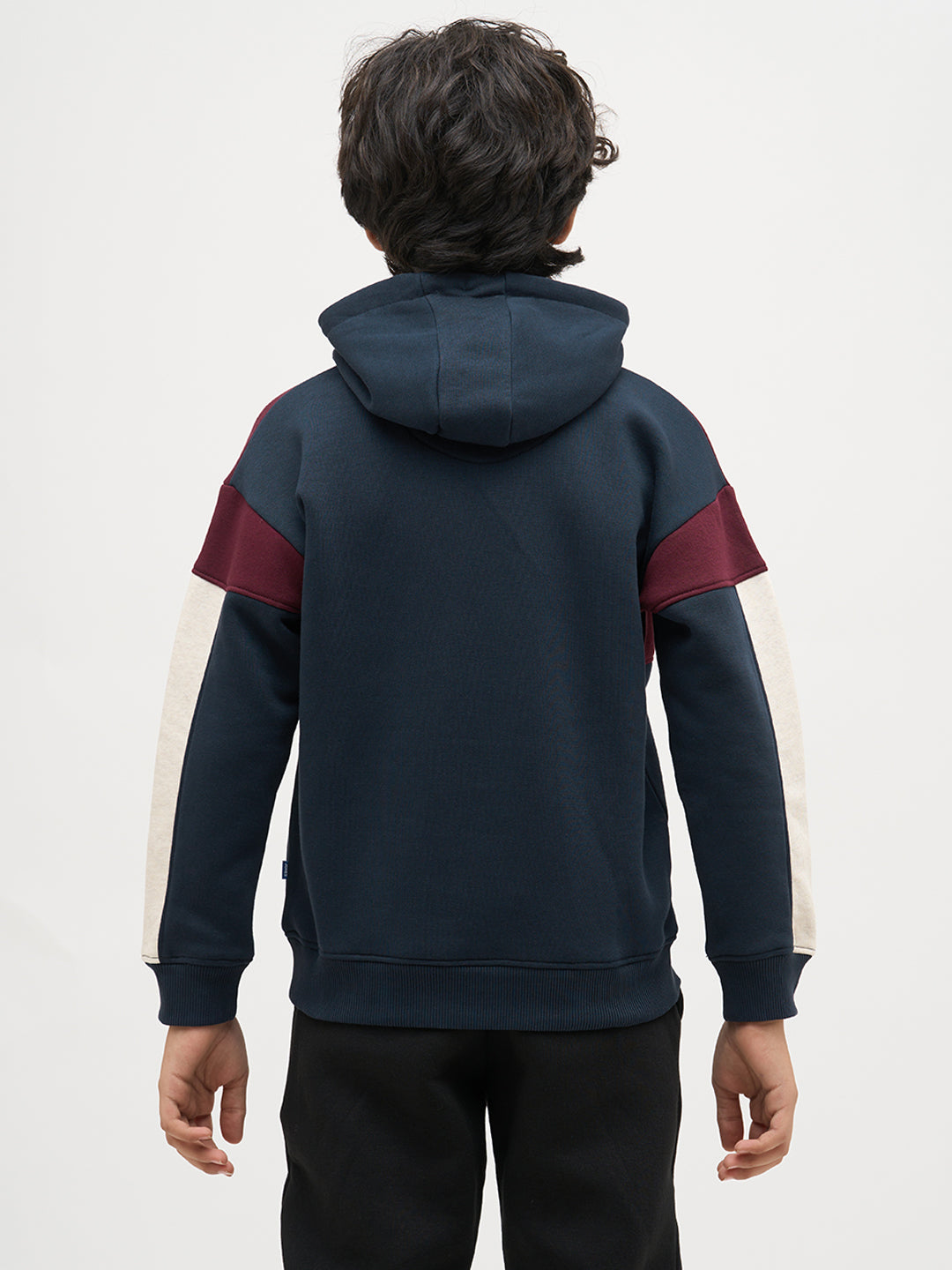 Boys Maroon Colourblocked Sweatshirt