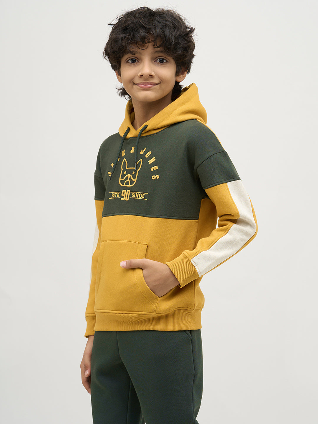 Boys Green Colourblocked Sweatshirt