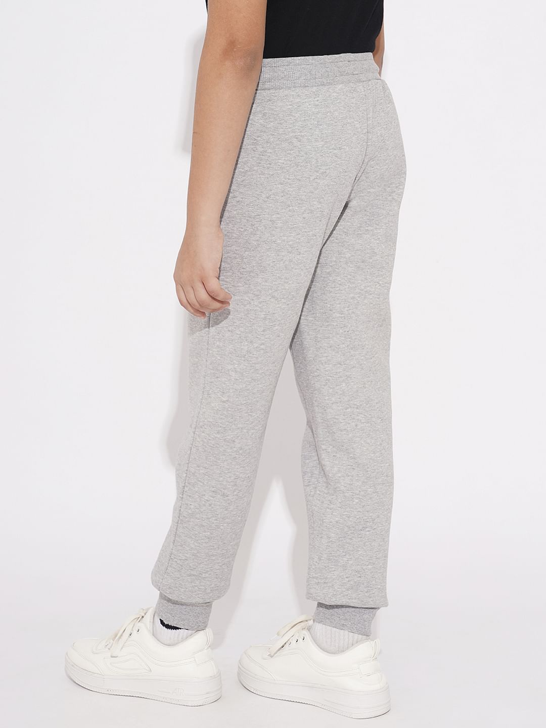 Boys Grey Embroidered Text Sweatpants