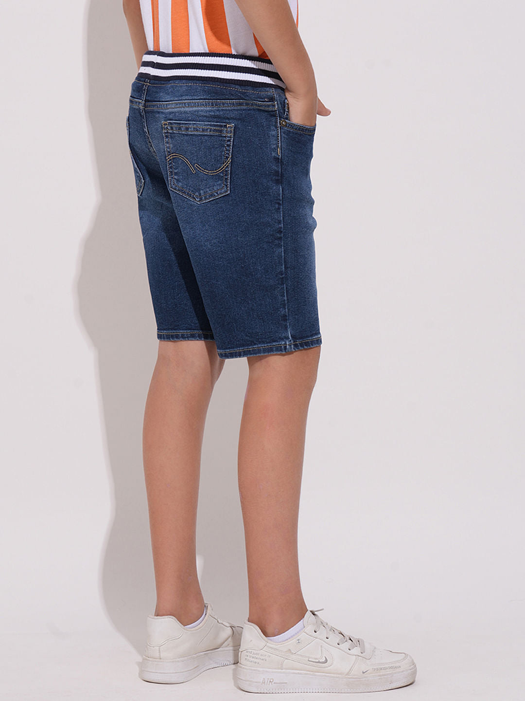 Boys Dark Blue Washed Denim Shorts