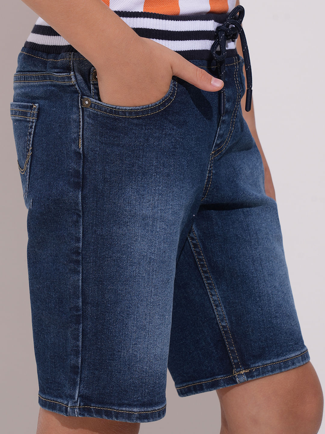 Boys Dark Blue Washed Denim Shorts