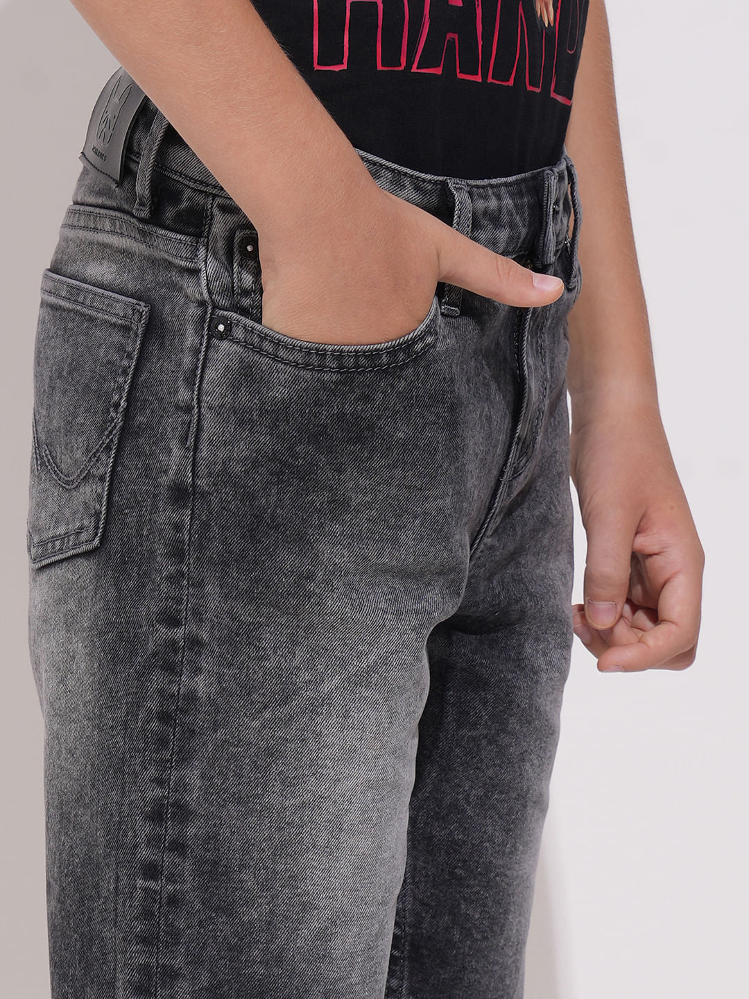 Boys Black Washed Denim Shorts