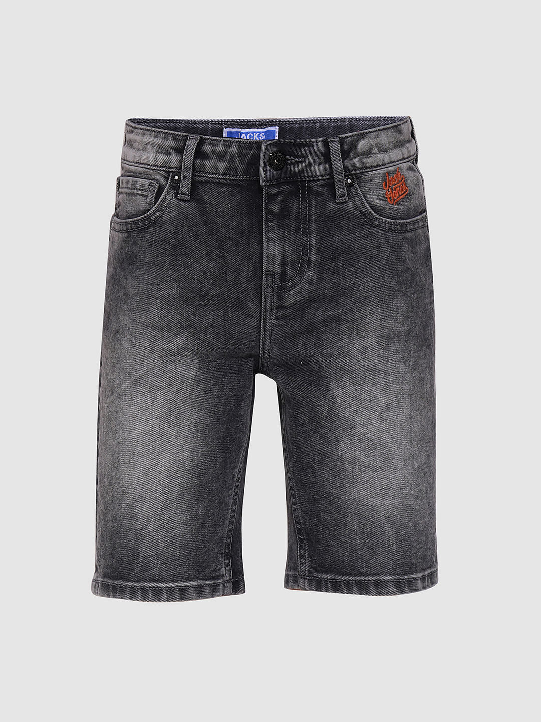 Boys Black Washed Denim Shorts