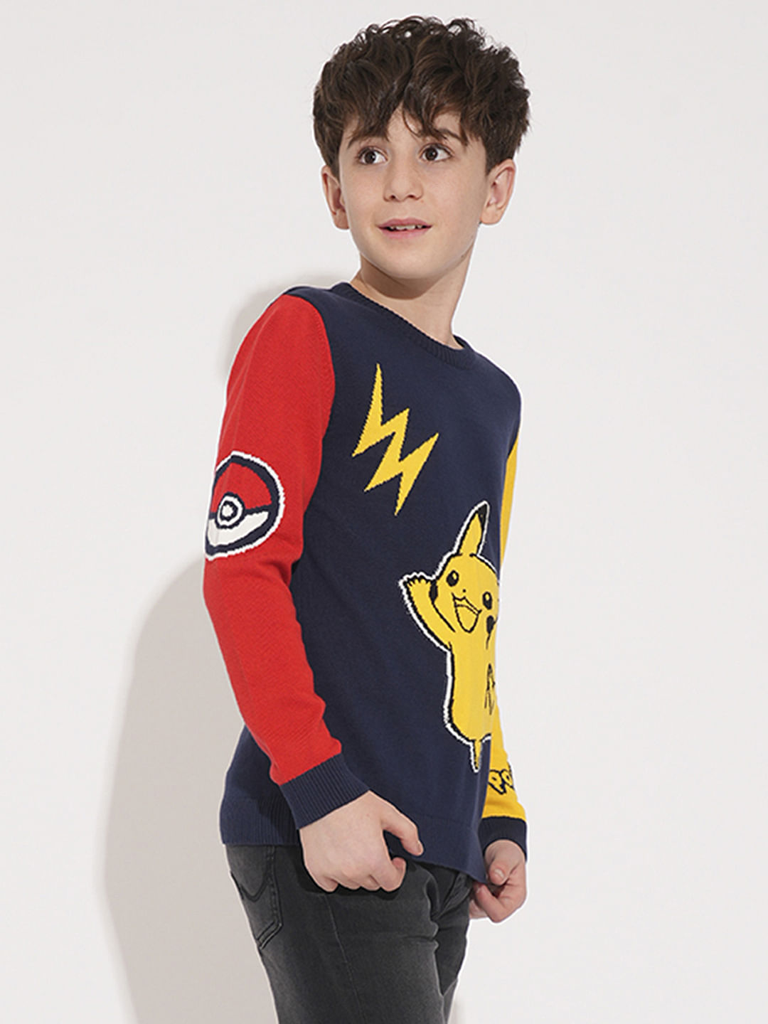 PIKACHU Navy Blue Printed Pullover
