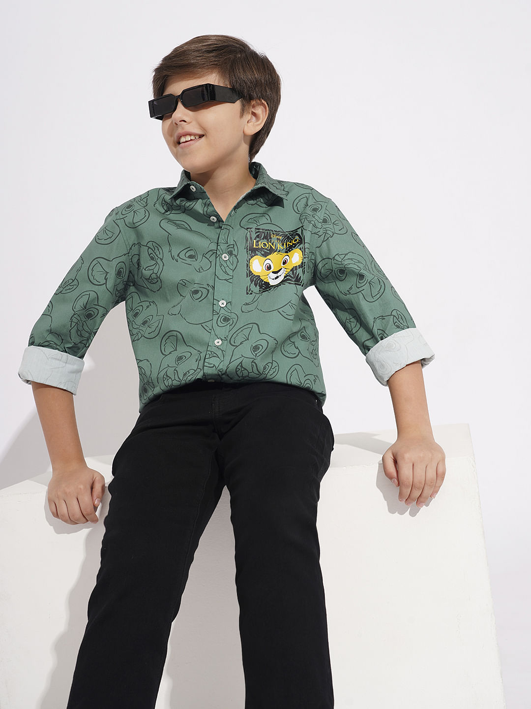 LION KING Green Printed Shirt - 6/7Y