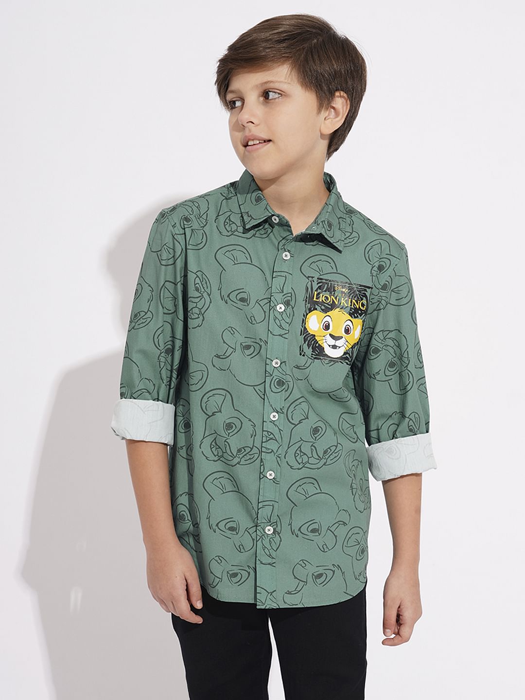 LION KING Green Printed Shirt