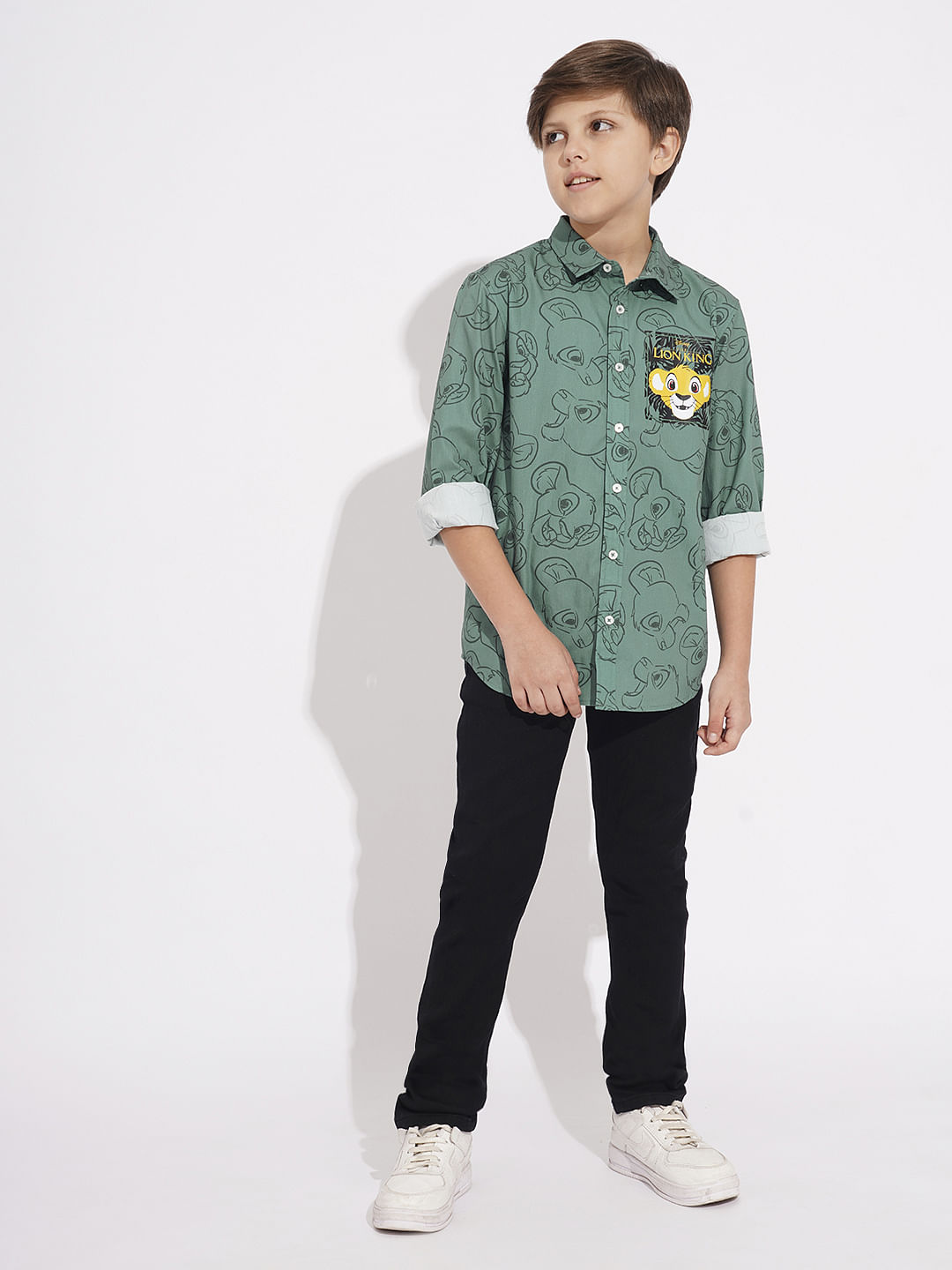 LION KING Green Printed Shirt