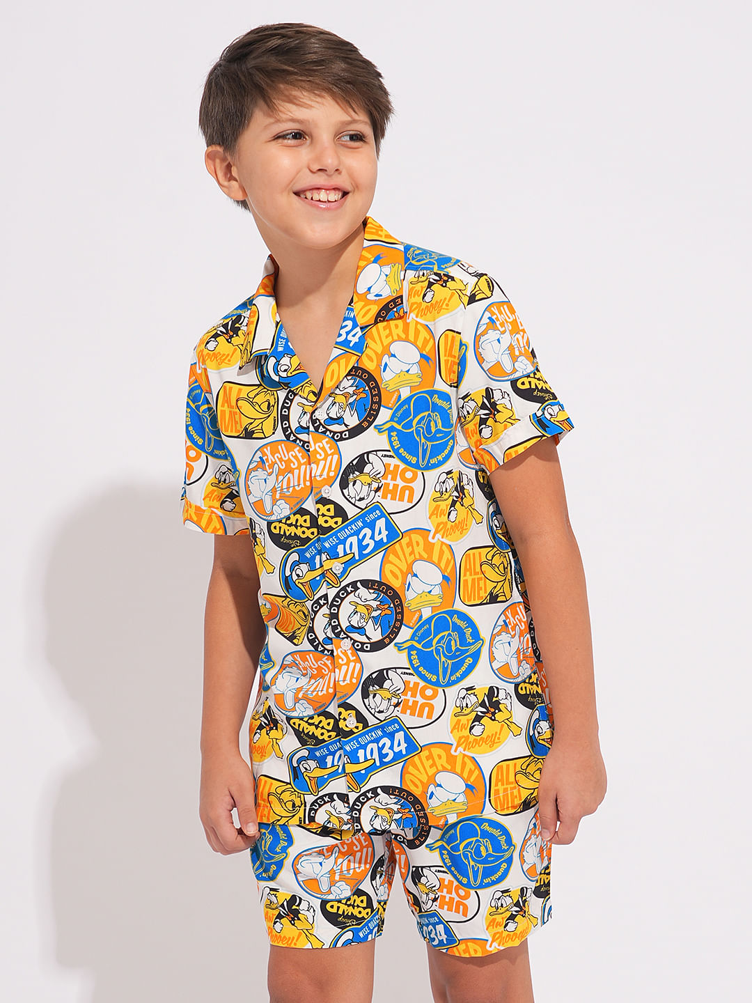 DONALD DUCK White Printed Co-ord Set Shirts