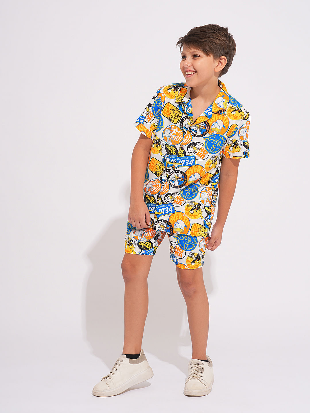 DONALD DUCK White Printed Co-ord Set Shirts