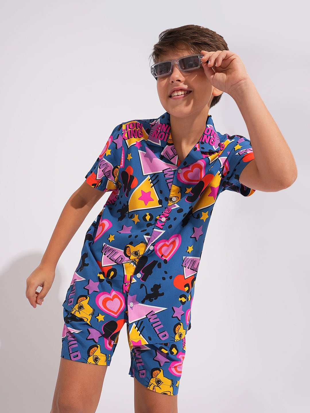 LION KING Blue Printed Co-ord Set Shirt