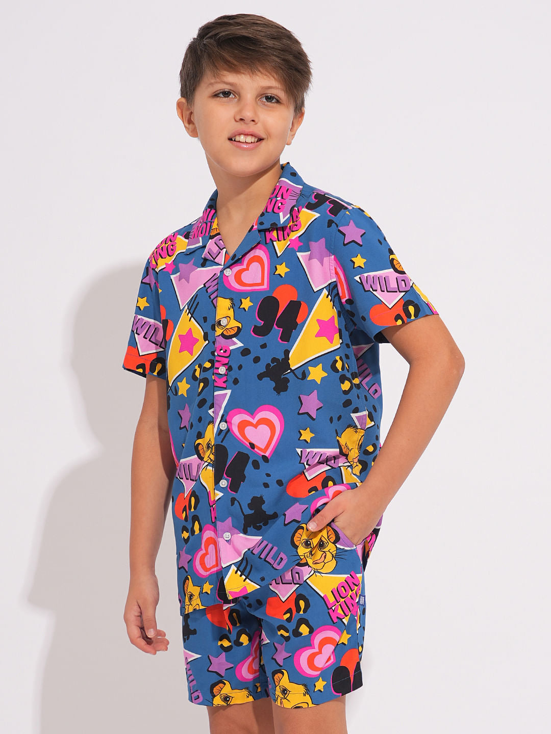 LION KING Blue Printed Co-ord Set Shirt