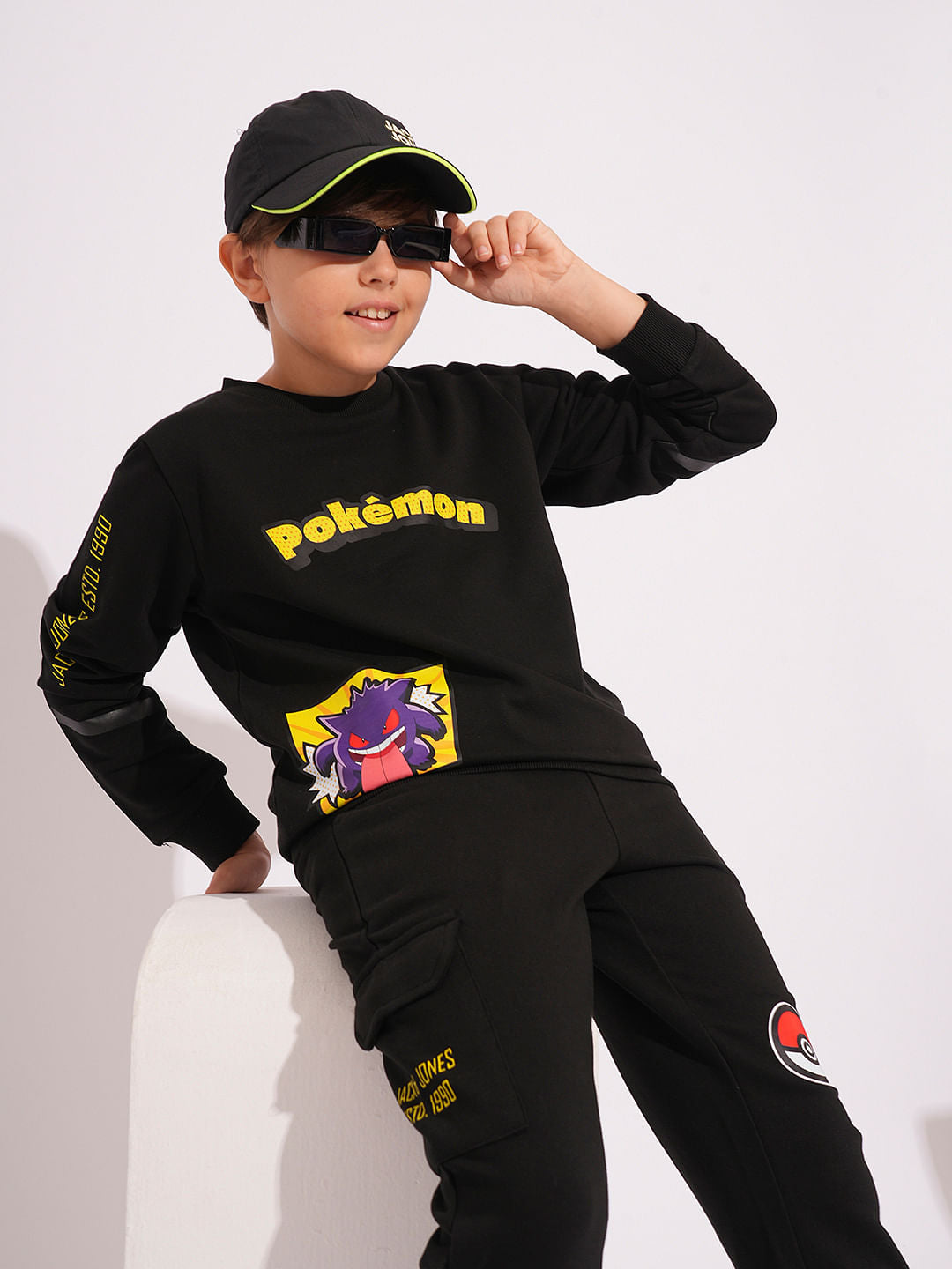 Pok mon Black Printed Sweatshirt - 4/5Y