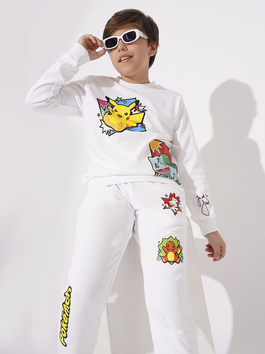 Pokemon White Printed Co-ord Set Sweatshirt - 4/5Y