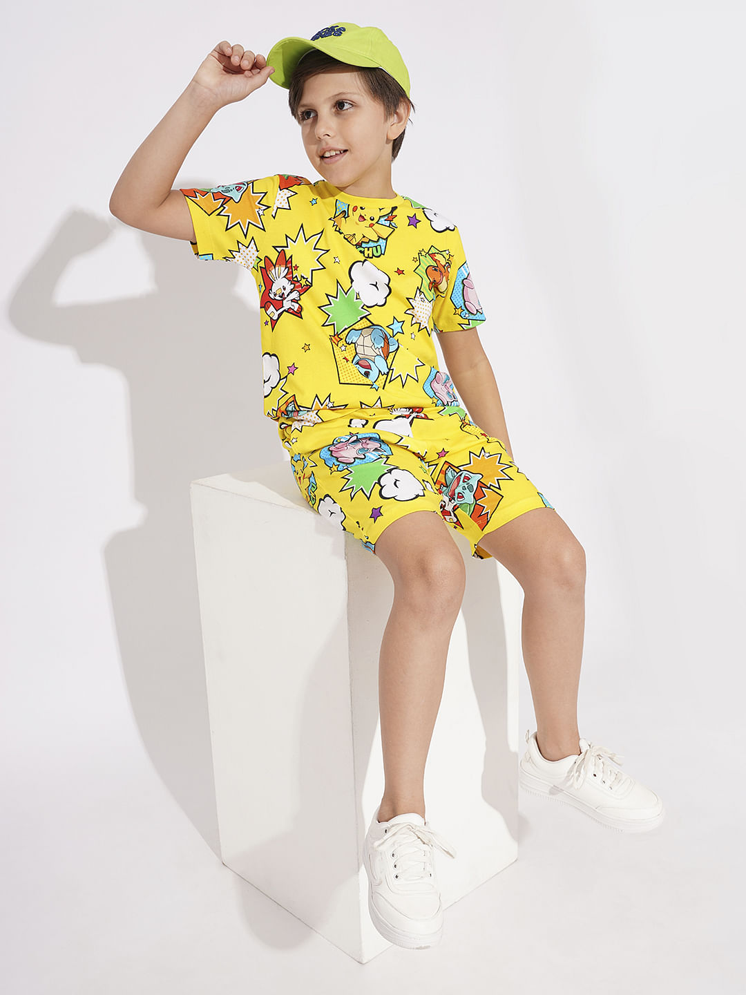 Pokemon Yellow Printed Co-ord Set Shorts - 4/5Y