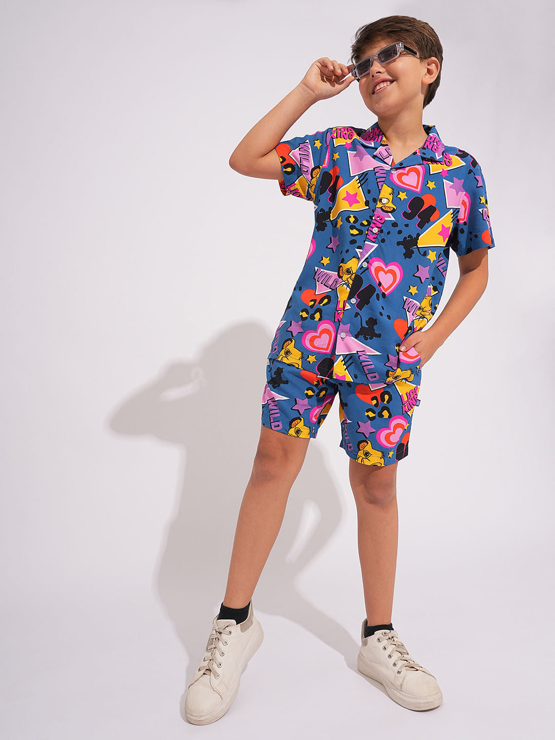 LION KING Blue Printed Co-ord Set Shorts