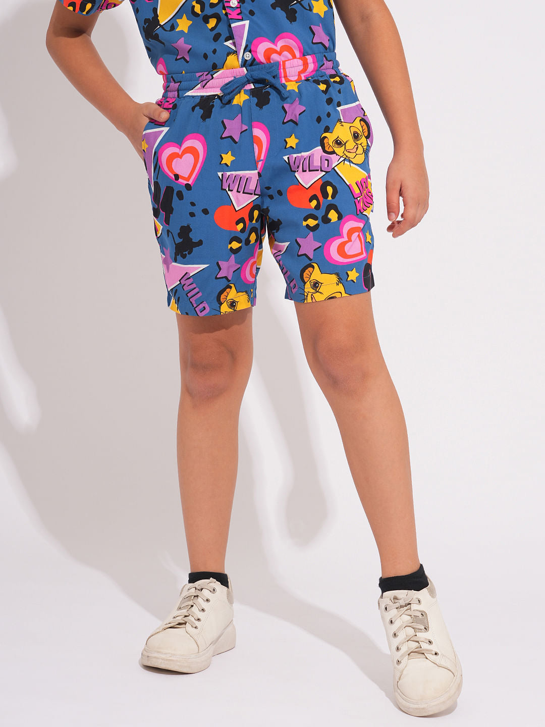 LION KING Blue Printed Co-ord Set Shorts