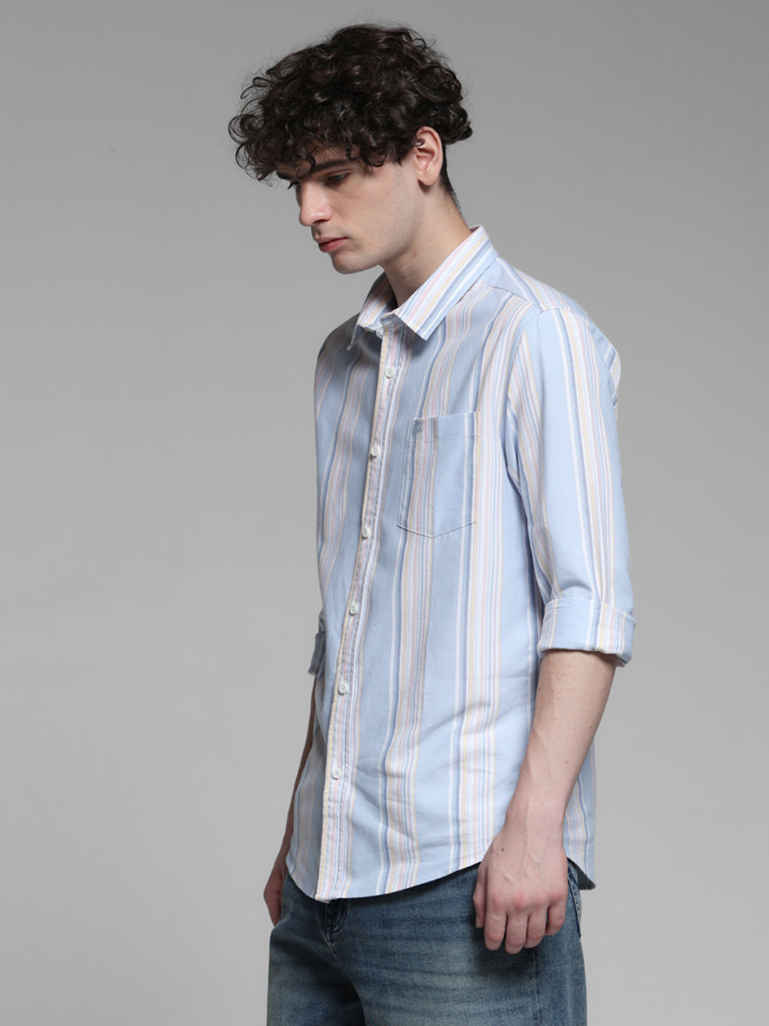 Blue Yarn Dyed Striped Shirt