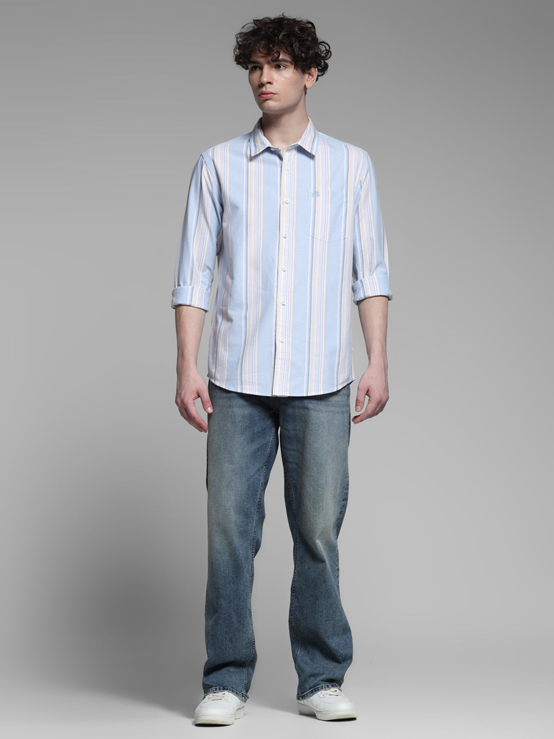 Blue Yarn Dyed Striped Shirt