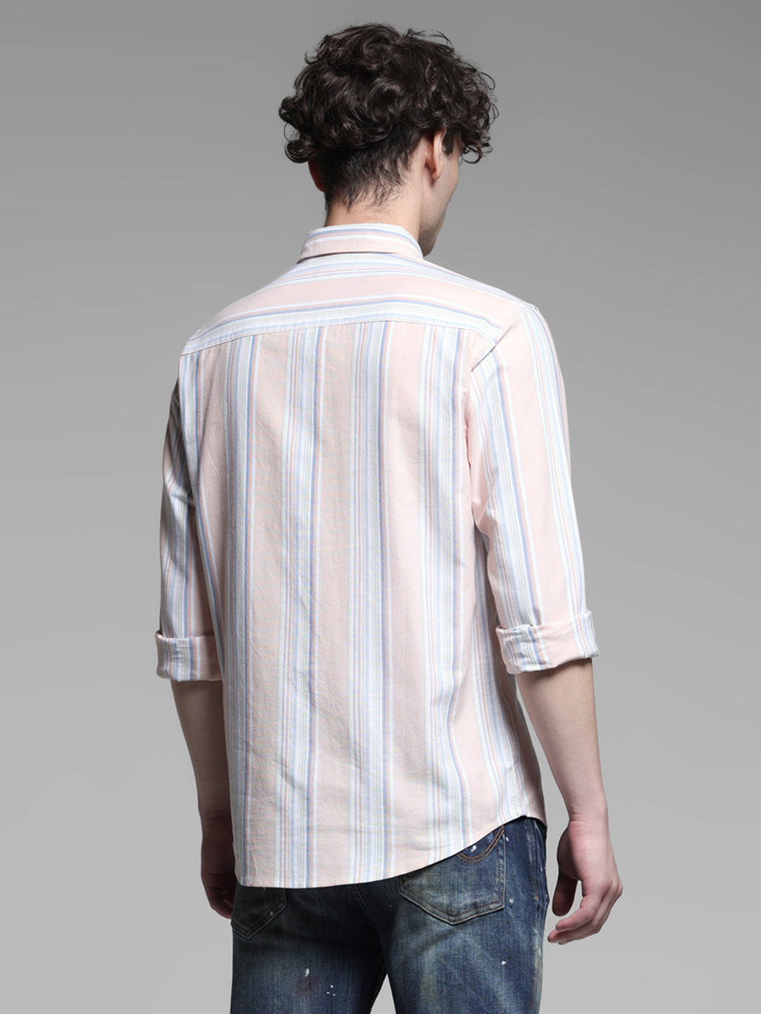 Pink Yarn Dyed Striped Shirt