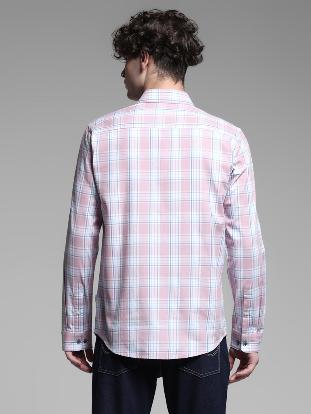 Pink Dobby Check Cotton Shirt