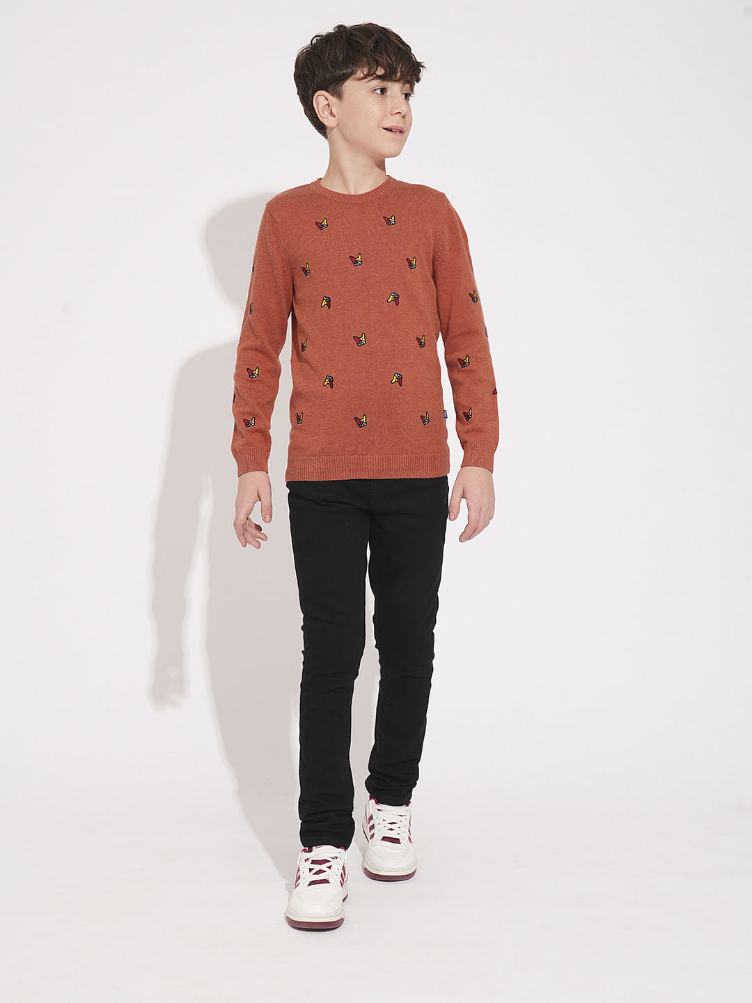 Boys Rust Frenchie Doggo Print Pullover