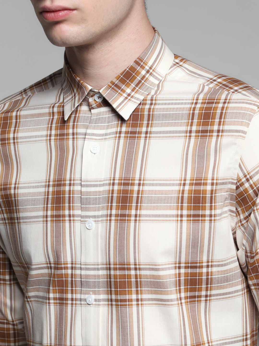 White & Brown Check Shirt