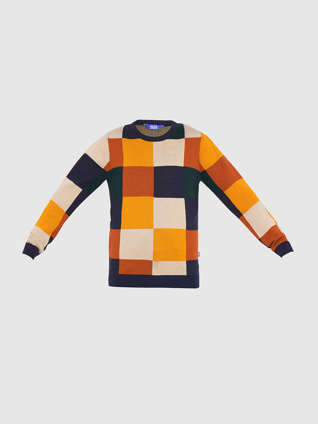 Boys Colourblocked Check Pullover