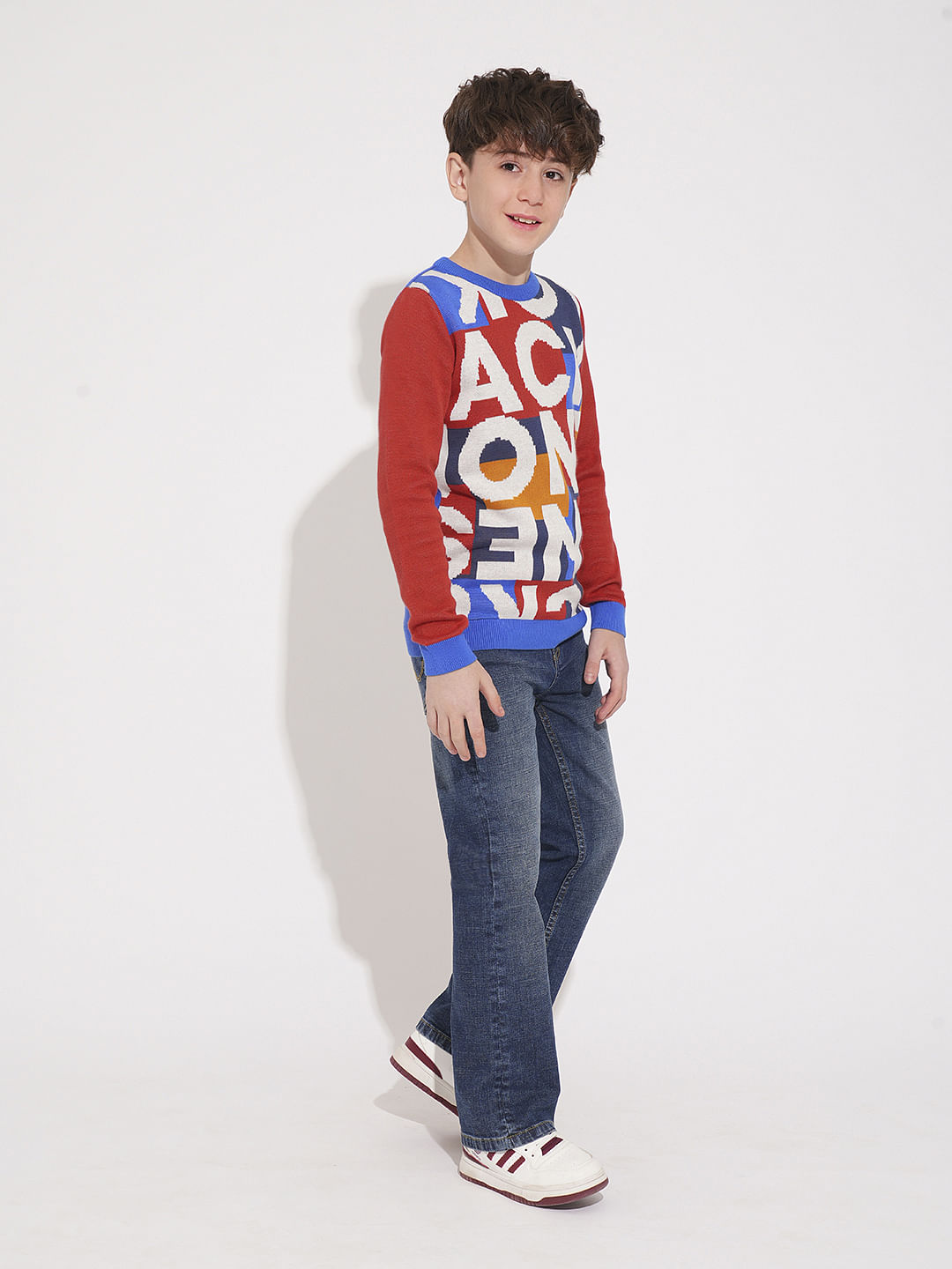 Boys Red Logo Print Pullover