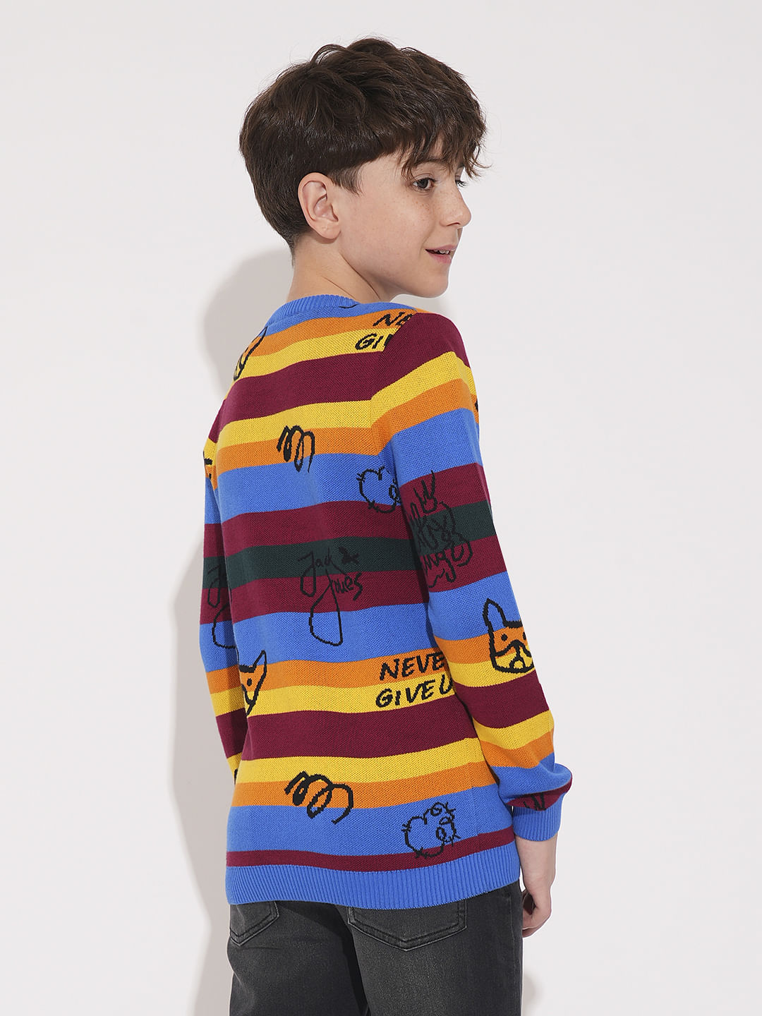 Multi-Colour Striped Knitted Sweater