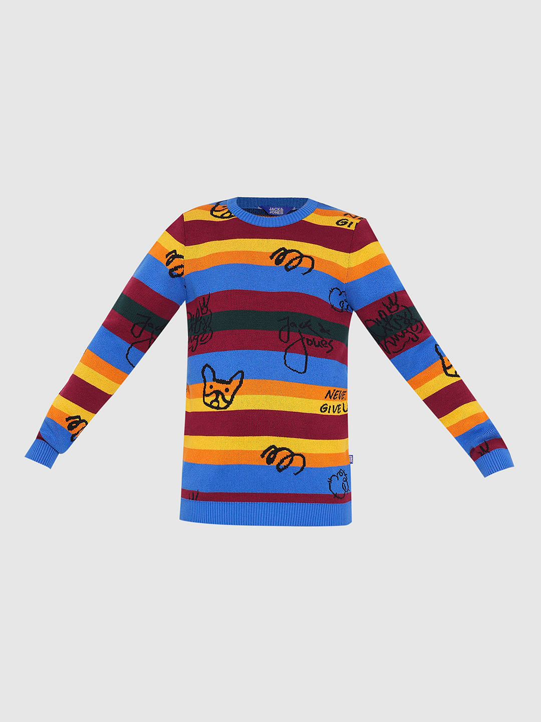 Multi-Colour Striped Knitted Sweater