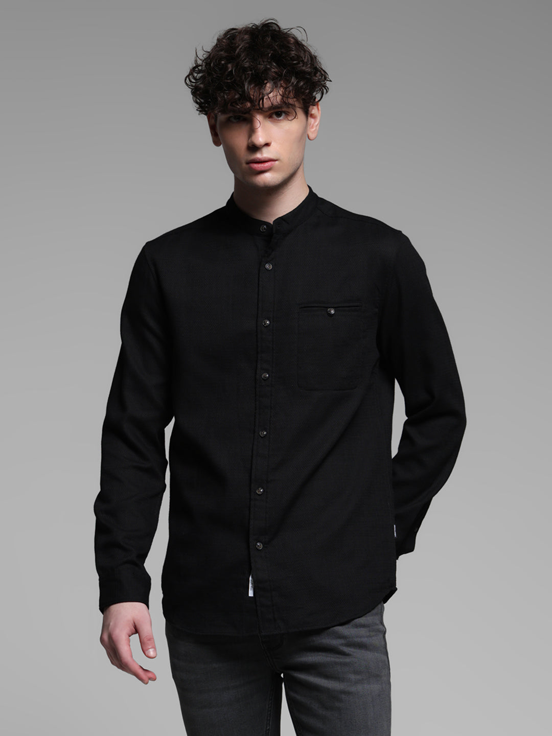 Black Dobby Cotton Shirt