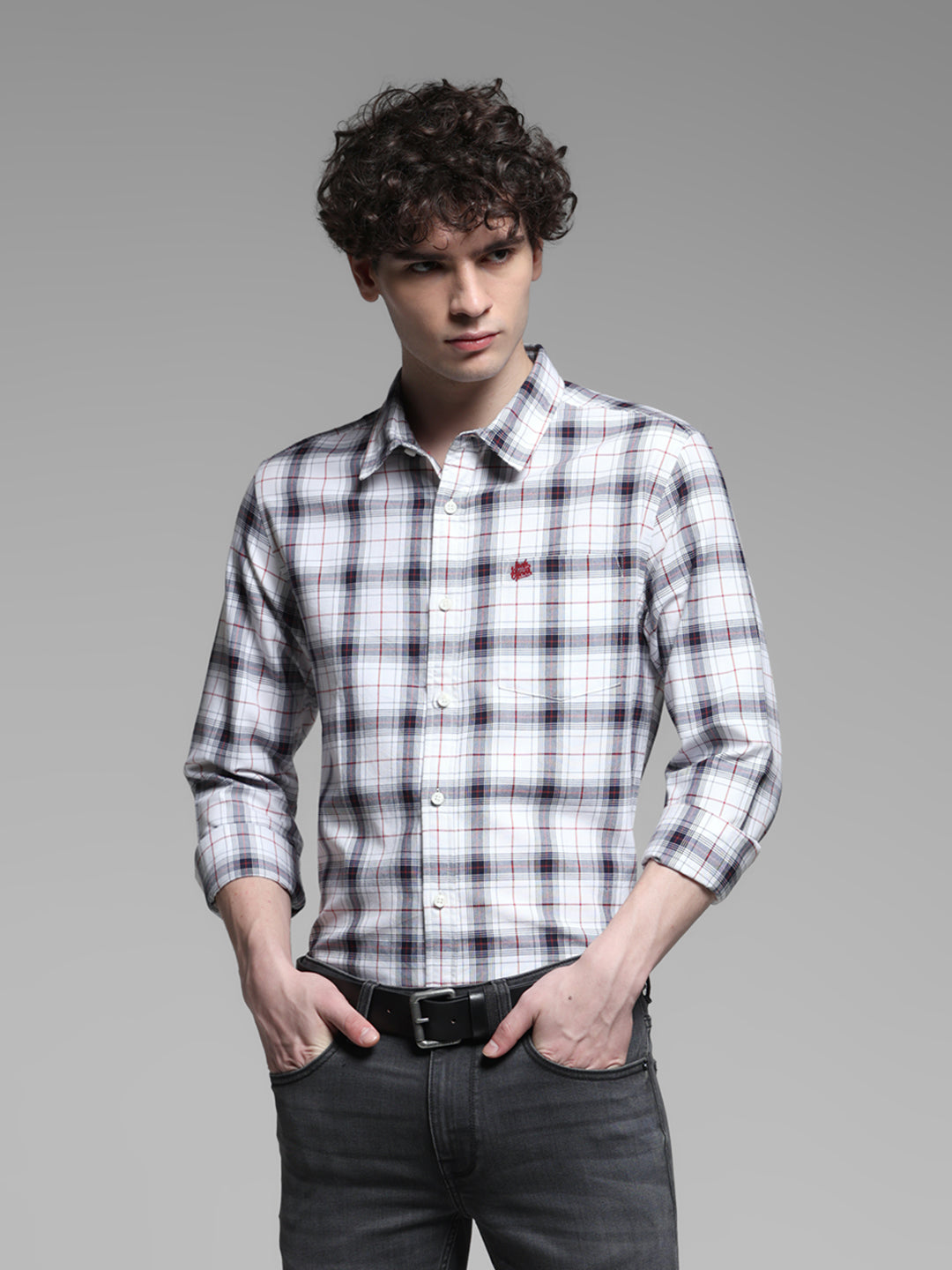White Check Cotton Shirt - S