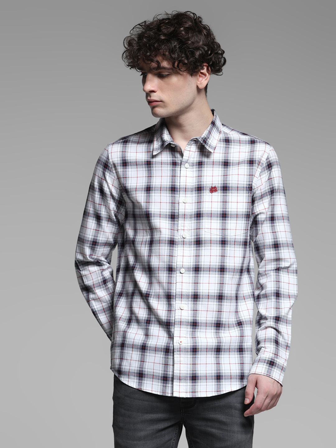 White Check Cotton Shirt