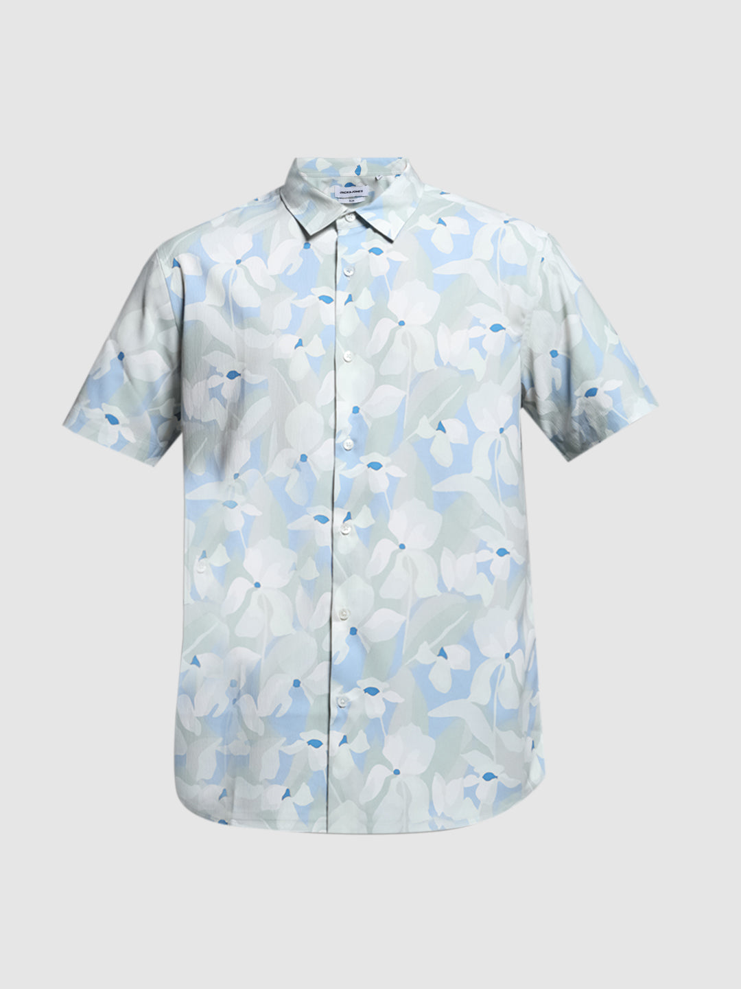 Blue Floral Short Sleeves Shirt
