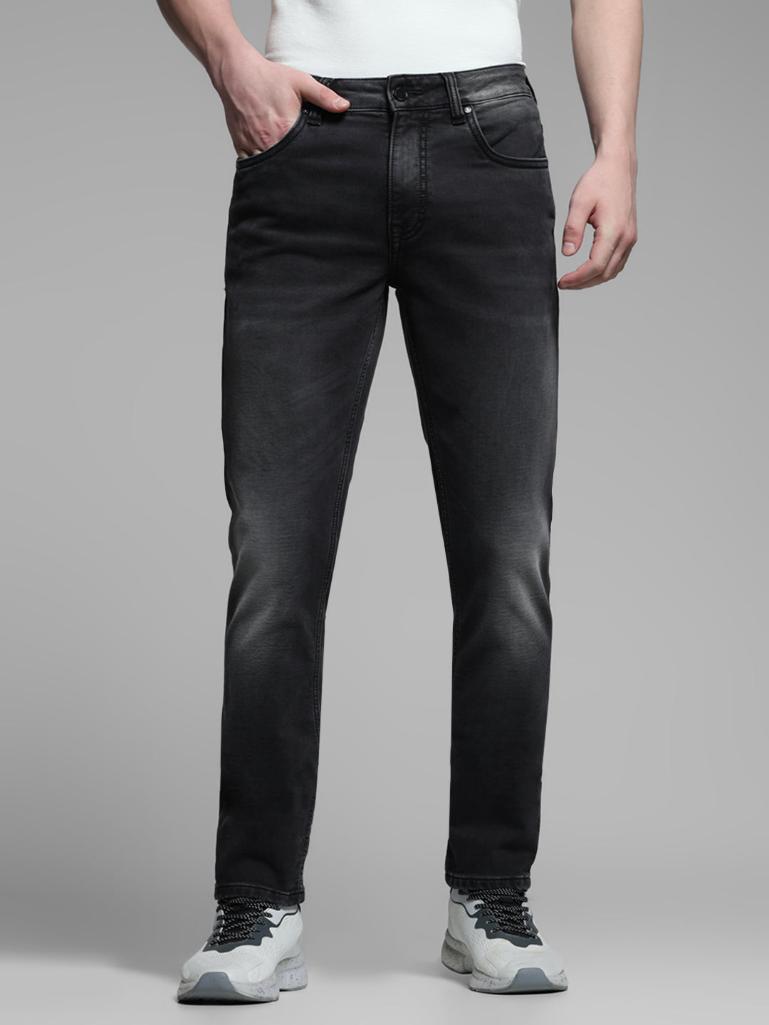 Black Washed Knitted Skinny Jeans - 30/32