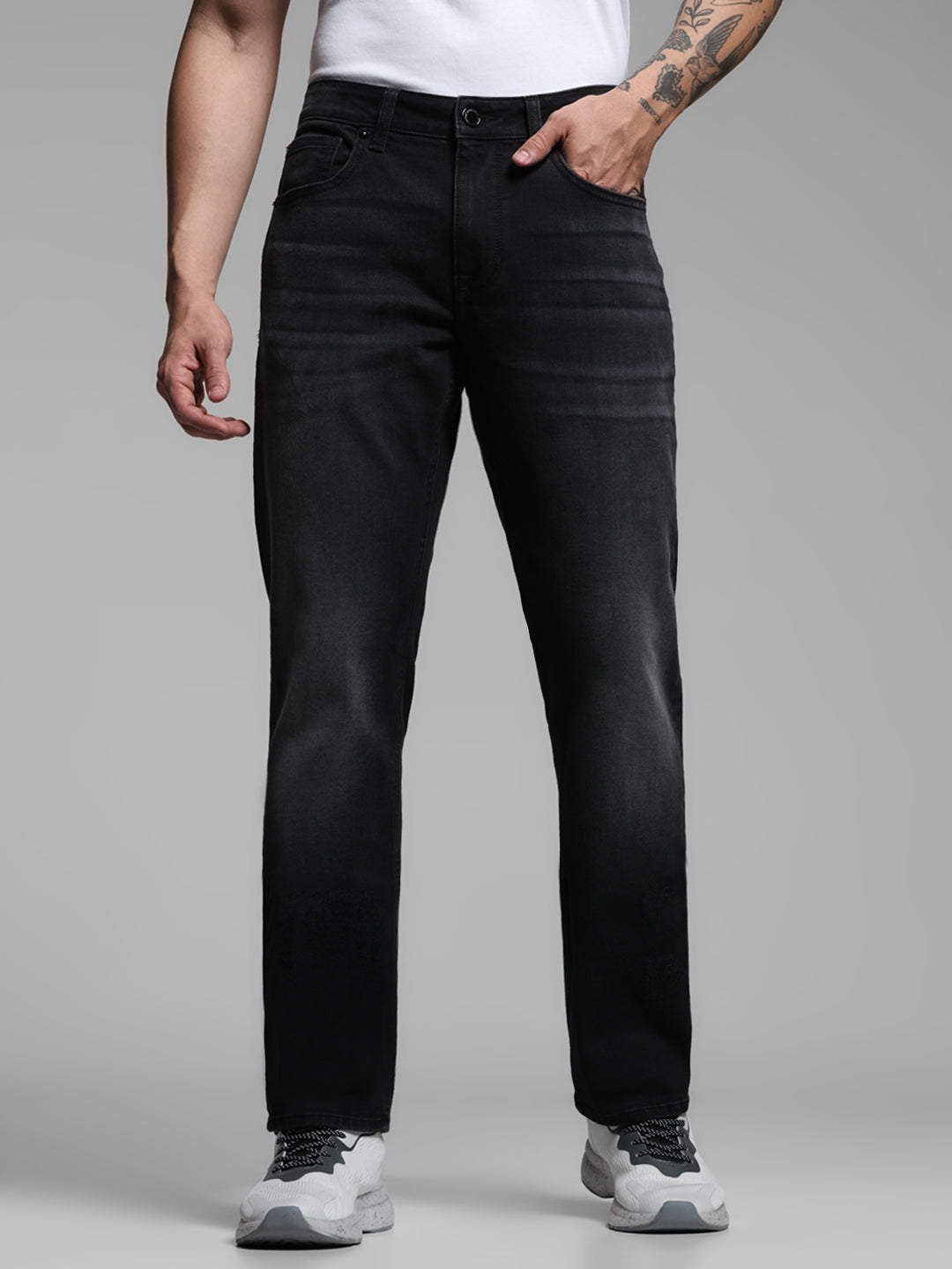 Black Clark Regular Straight Fit Jeans - 30/30