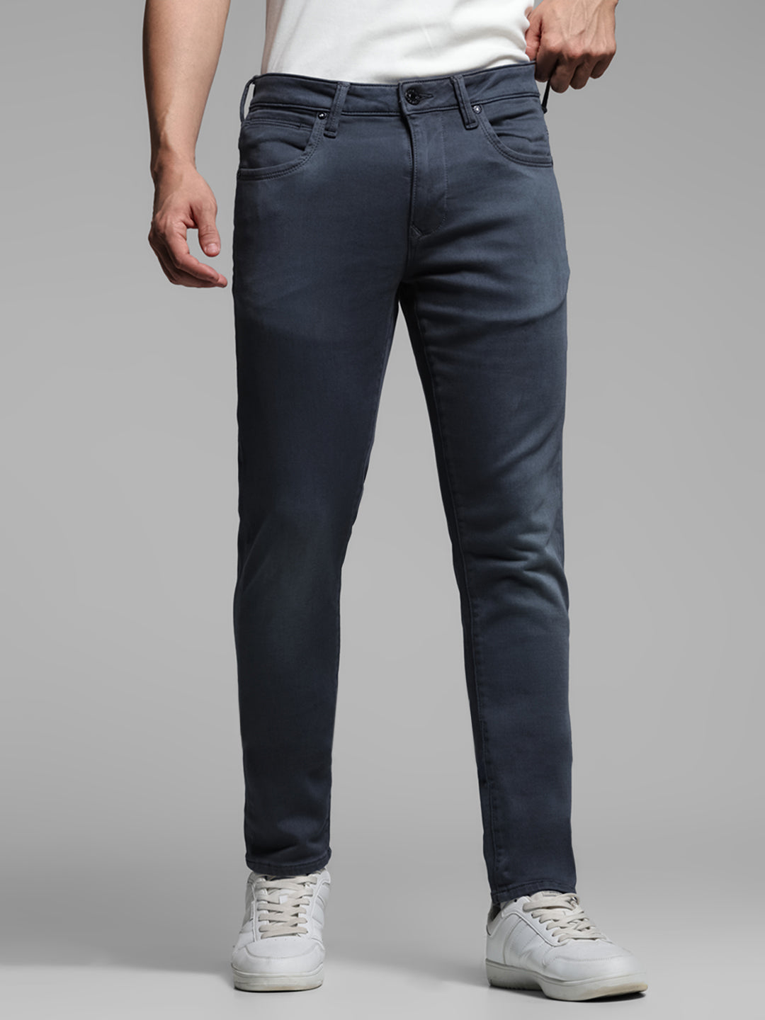 Dark Blue Knitted Glenn Slim Fit Jeans