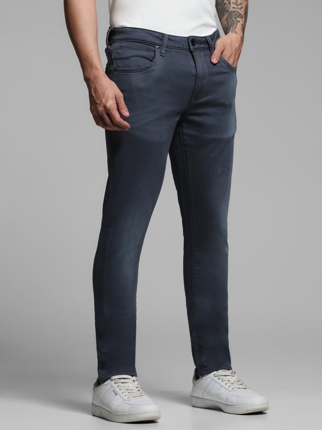 Dark Blue Knitted Glenn Slim Fit Jeans