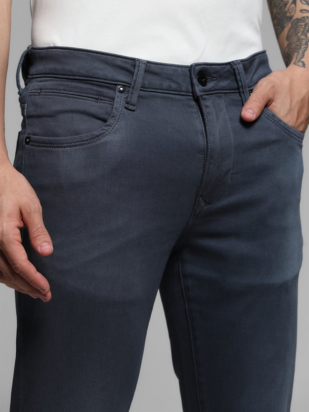 Dark Blue Knitted Glenn Slim Fit Jeans