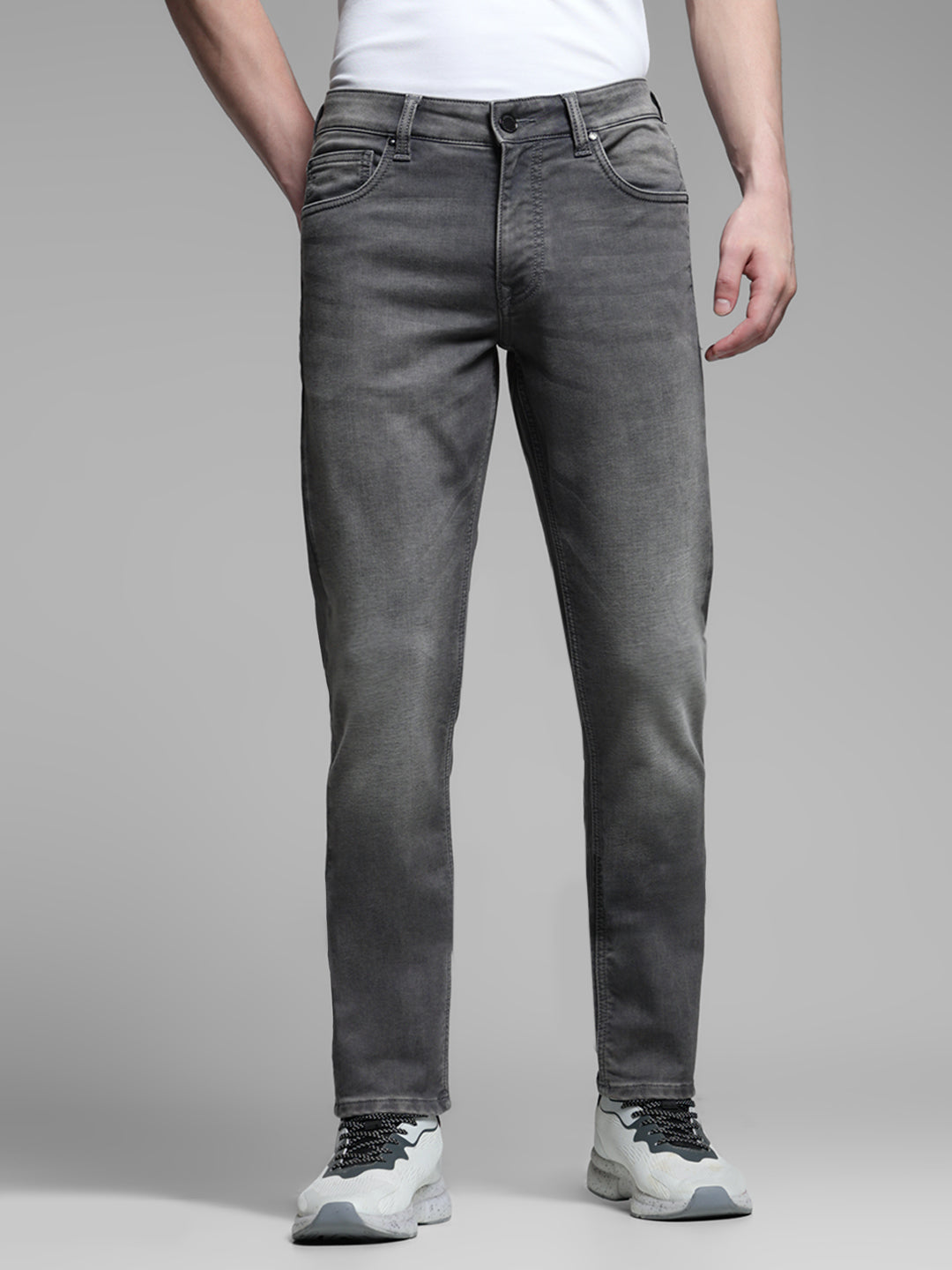 Grey Washed Knitted Slim Fit Jeans - 30/30