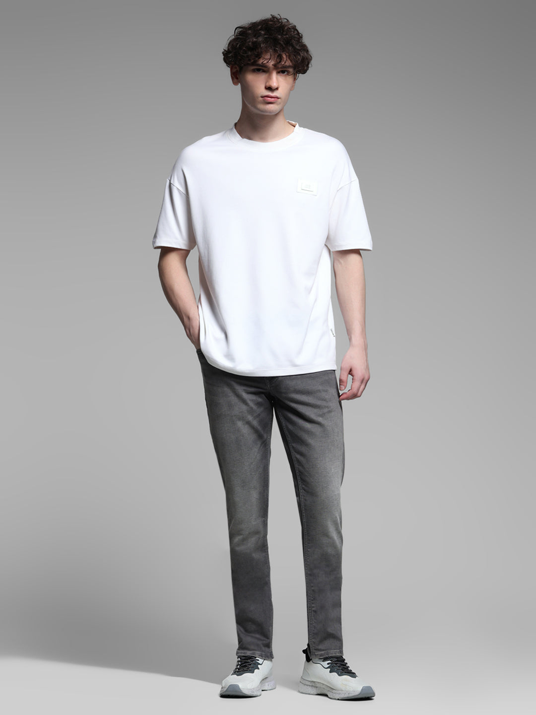 Grey Washed Knitted Slim Fit Jeans
