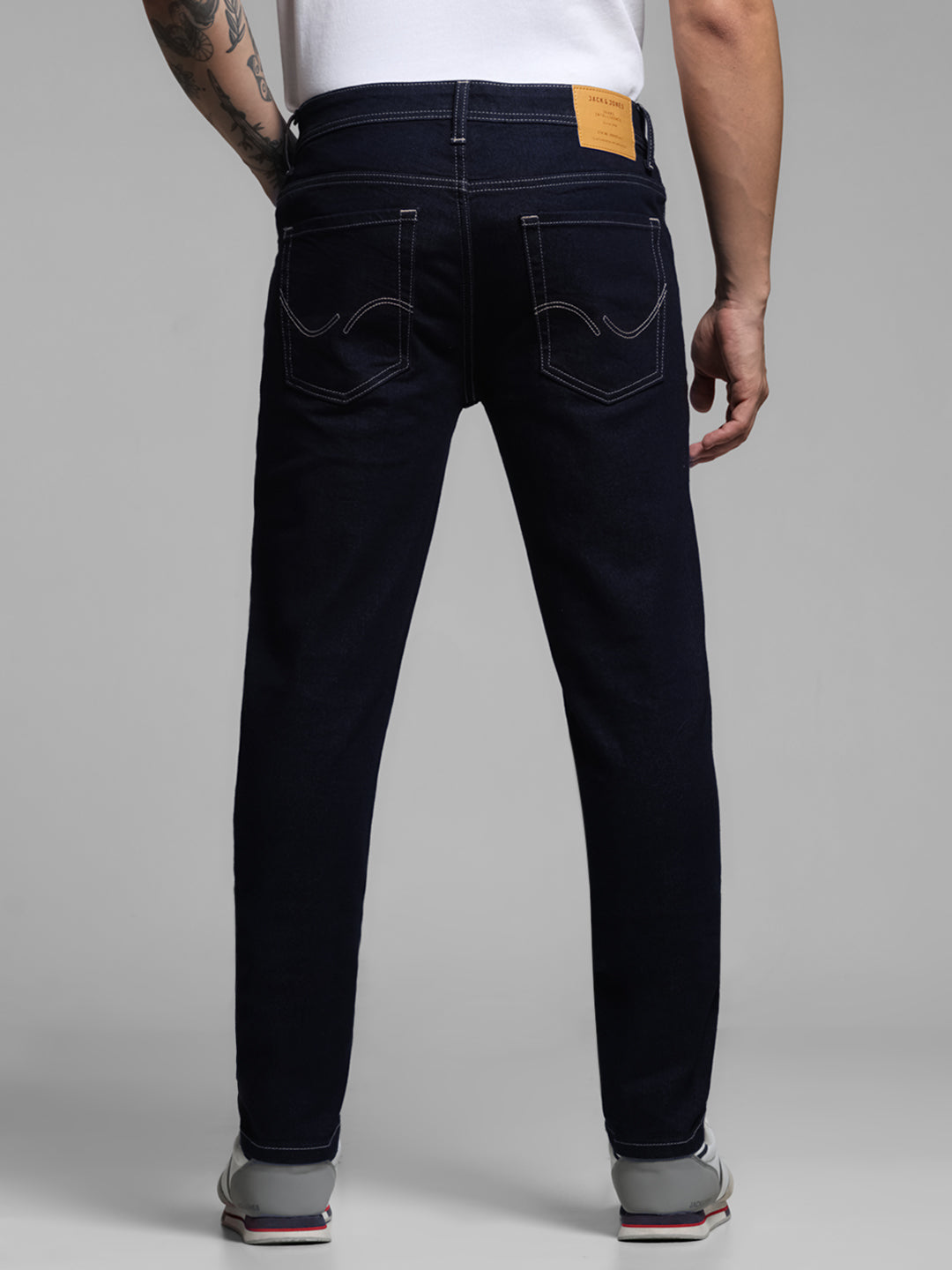 Dark Blue Contrast Stitch Skinny Jeans